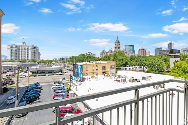 balcony with a skyline view
