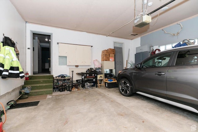 garage with a garage door opener