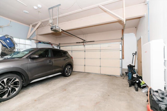 garage with a garage door opener