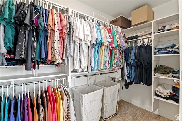 spacious closet with carpet floors