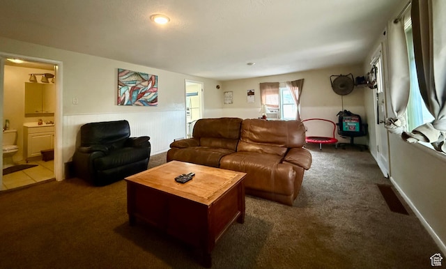 479 S Vernal Ave, Vernal, UT 84078 - living area with dark colored carpet and cooling unit