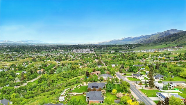 aerial perspective of suburban area featuring a mountainous background