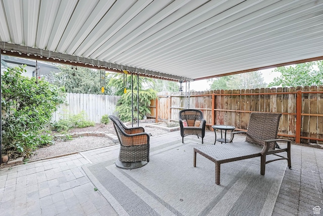 view of patio featuring a fenced backyard