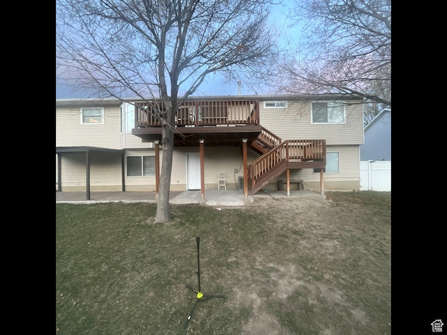 595 N 1200th St E, Lehi, UT 84043 - rear view of house featuring a deck and stairs