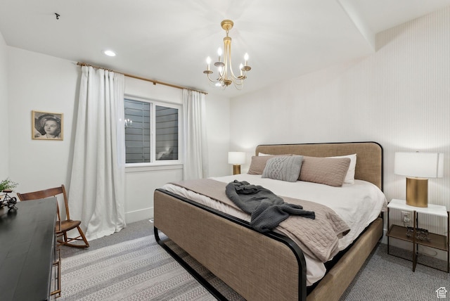 1677 Lambert Ln, Kamas, UT 84036 - bedroom with light carpet and a chandelier