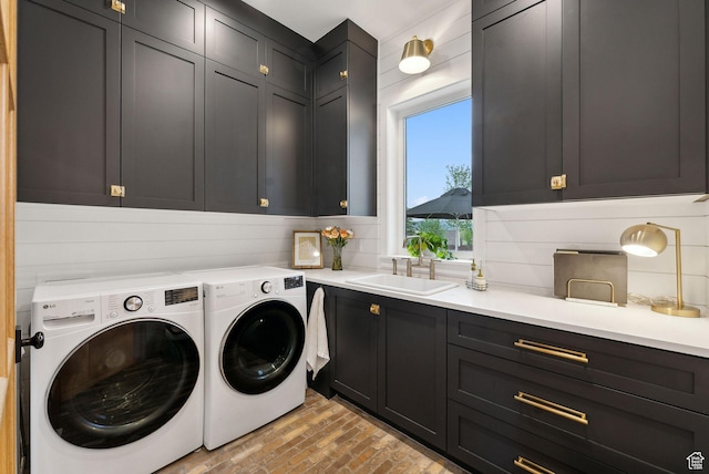 1677 Lambert Ln, Kamas, UT 84036 - washroom with cabinet space, separate washer and dryer, and brick patterned floors