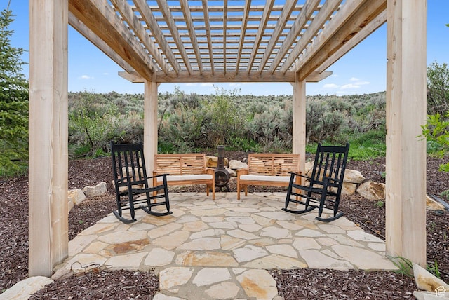 1677 Lambert Ln, Kamas, UT 84036 - view of patio / terrace featuring a pergola and a forest view