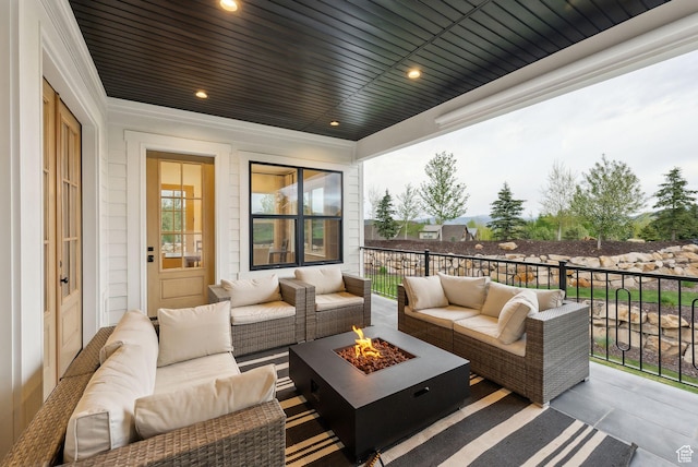 1677 Lambert Ln, Kamas, UT 84036 - view of patio with an outdoor living space with a fire pit