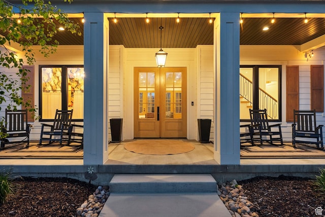 1677 Lambert Ln, Kamas, UT 84036 - doorway to property with covered porch and french doors