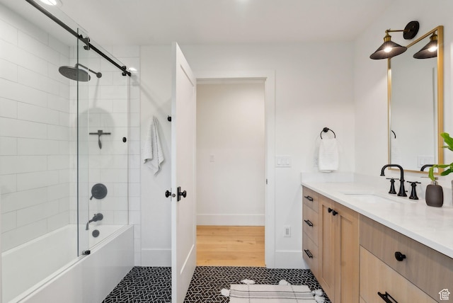 1677 Lambert Ln, Kamas, UT 84036 - full bath featuring vanity, tile patterned flooring, combined bath / shower with glass door, and baseboards