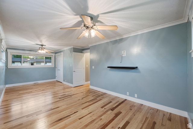 2925 N 220 E, Provo, UT 84604 - unfurnished living room featuring ceiling fan, baseboards, crown molding, and wood finished floors