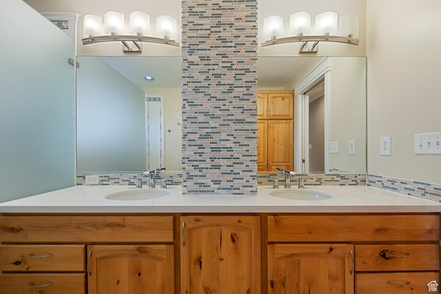 2925 N 220 E, Provo, UT 84604 - bathroom with decorative backsplash and double vanity