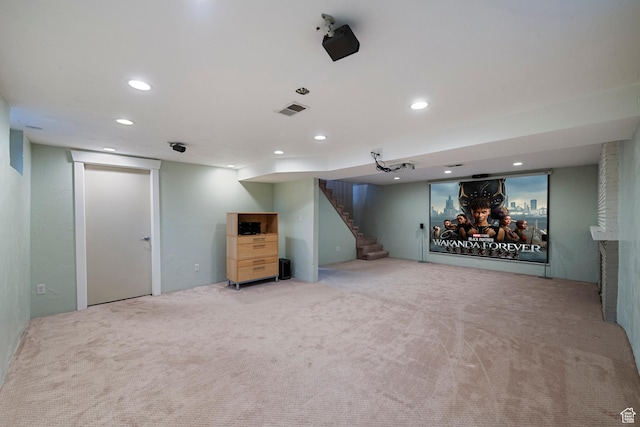 2925 N 220 E, Provo, UT 84604 - finished below grade area with carpet flooring, stairway, and recessed lighting
