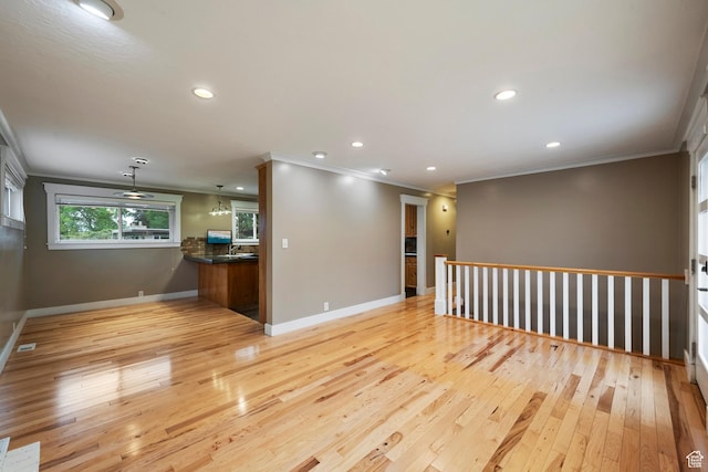 2925 N 220 E, Provo, UT 84604 - spare room featuring ornamental molding, light wood-type flooring, recessed lighting, and baseboards