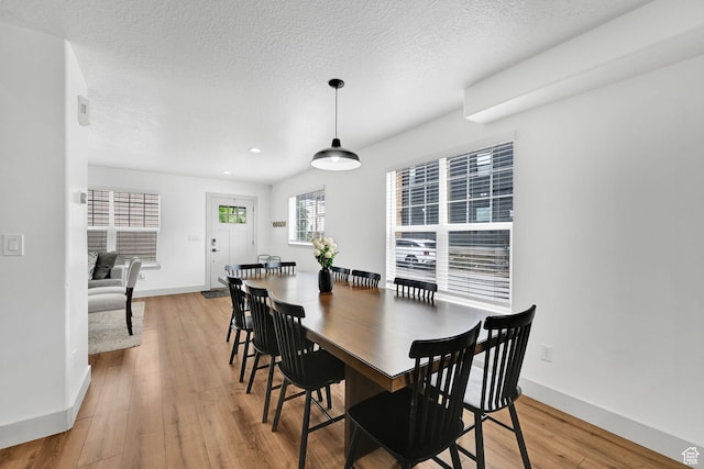 3553 N Willow Creek Ln E, Eden, UT 84310 - dining space featuring light wood finished floors, baseboards, a textured ceiling, and recessed lighting