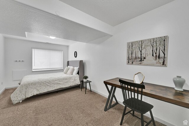 3553 N Willow Creek Ln E, Eden, UT 84310 - bedroom featuring carpet flooring, a textured ceiling, and baseboards