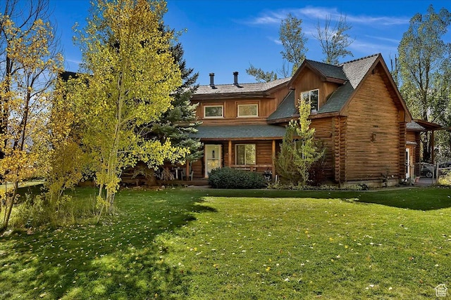 5375 N 3325 E, Eden, UT 84310 - view of front of home with a front lawn and log exterior