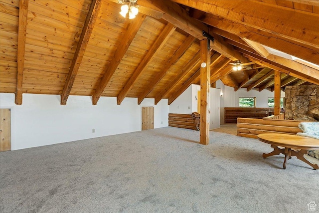 5375 N 3325 E, Eden, UT 84310 - unfurnished living room featuring carpet flooring, ceiling fan, and wooden ceiling