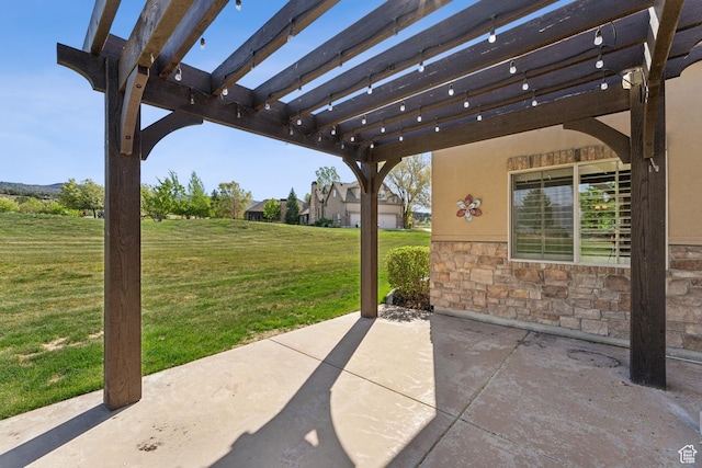 view of patio / terrace featuring a pergola