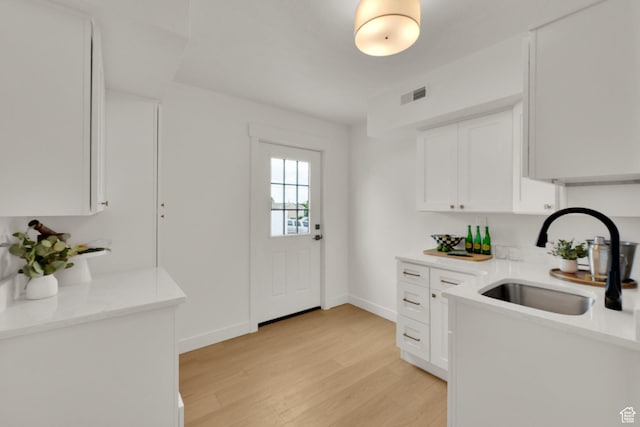 1128 N 850 E, Pleasant Grove, UT 84062 - kitchen with a sink, light wood finished floors, white cabinets, and baseboards