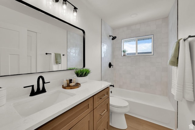 1128 N 850 E, Pleasant Grove, UT 84062 - full bathroom with toilet, vanity, shower / washtub combination, and wood finished floors