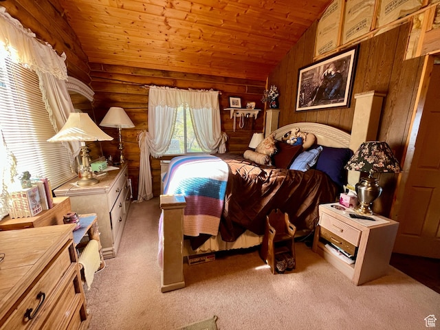 11775 E 14270 N, Mount Pleasant, UT 84647 - bedroom with lofted ceiling, light carpet, and wooden ceiling