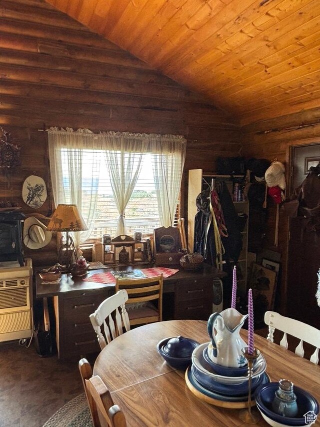 11775 E 14270 N, Mount Pleasant, UT 84647 - dining room featuring vaulted ceiling, healthy amount of natural light, and wooden ceiling