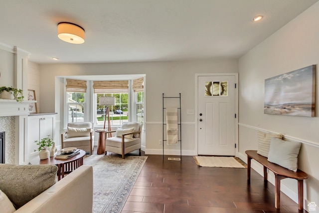 5277 S Morning Mesa Cir, Salt Lake City, UT 84123 - foyer entrance featuring dark wood-style flooring, baseboards, and recessed lighting