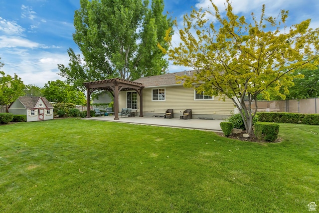 5277 S Morning Mesa Cir, Salt Lake City, UT 84123 - rear view of property with a pergola, a patio area, and an outdoor structure