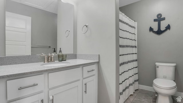 3734 W 2750 N, Lehi, UT 84043 - full bath with toilet, vanity, baseboards, and a shower with curtain