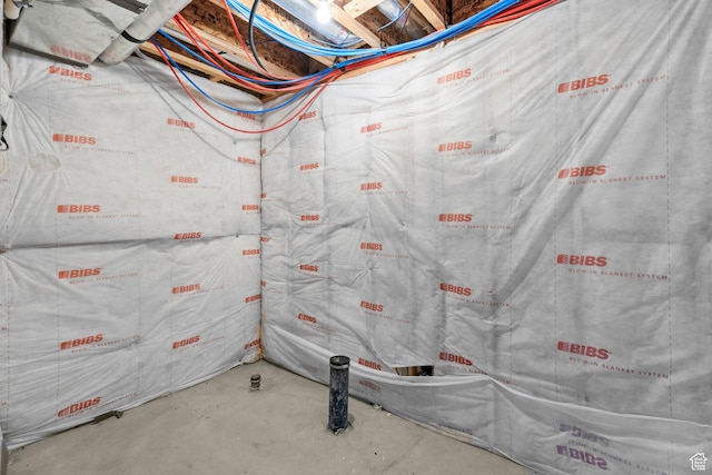 basement with heating unit
