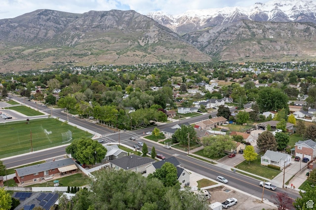 drone / aerial view of a mountainous background