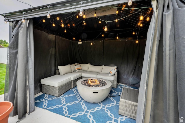 13856 S Cromwell Ln E, Draper, UT 84020 - view of patio featuring a fire pit