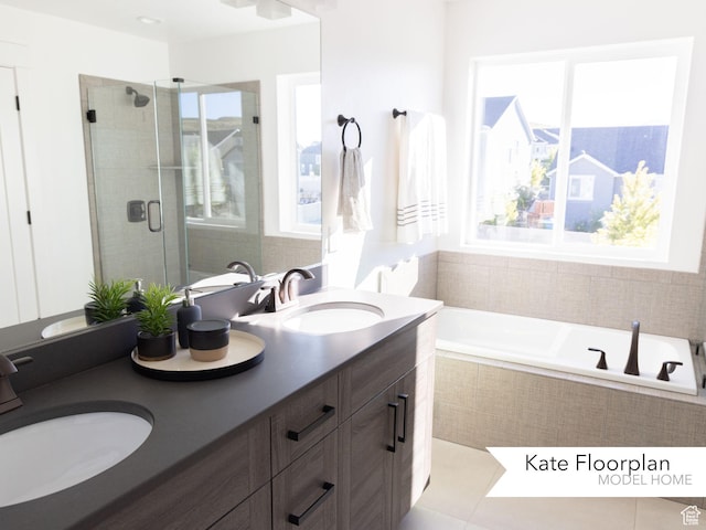 1051 N 3685 W Unit 250, Lehi, UT 84043 - full bath featuring healthy amount of natural light, a shower stall, double vanity, and a garden tub