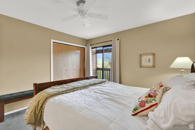 3615 N Wolf Lodge Dr Unit 1109, Eden, UT 84310 - bedroom featuring carpet, a closet, ceiling fan, and baseboards