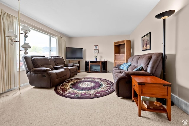 living room with carpet
