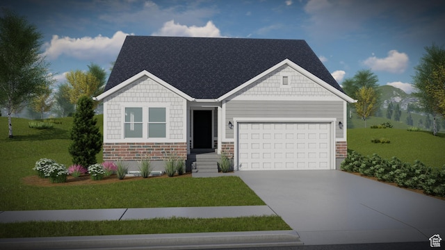 632 W Salvia Dr Unit 2149, Saratoga Springs, UT 84045 - craftsman house featuring a front lawn, driveway, an attached garage, brick siding, and roof with shingles