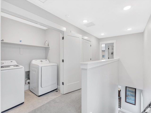 1374 Gambel Oak Way, Park City, UT 84098 - clothes washing area with washing machine and dryer, recessed lighting, and light tile patterned flooring