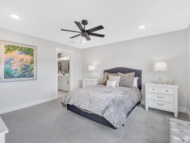 1374 Gambel Oak Way, Park City, UT 84098 - carpeted bedroom featuring baseboards, recessed lighting, ensuite bathroom, and ceiling fan