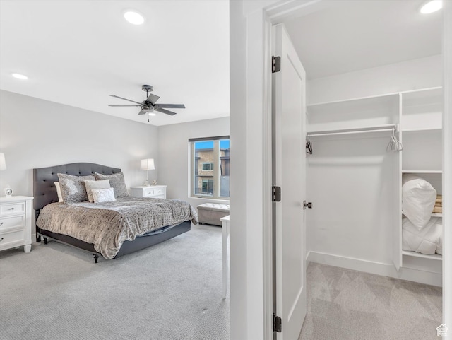 1374 Gambel Oak Way, Park City, UT 84098 - bedroom with light carpet, recessed lighting, baseboards, and ceiling fan