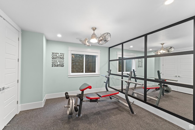 1769 View Ct, Fruit Heights, UT 84037 - workout area with baseboards, recessed lighting, and a chandelier
