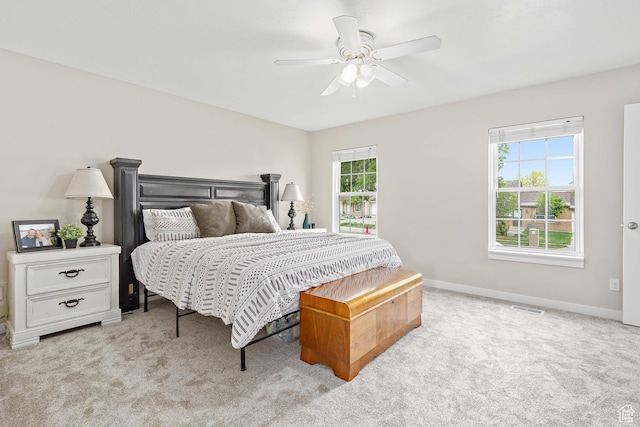 2119 W 12190 S, Riverton, UT 84065 - bedroom with light colored carpet, baseboards, and ceiling fan
