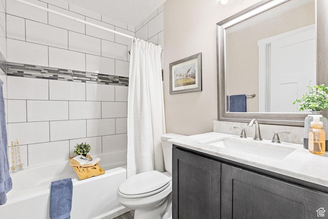 2119 W 12190 S, Riverton, UT 84065 - full bathroom with toilet, vanity, and shower / bathtub combination with curtain
