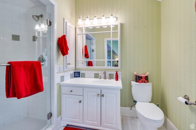 575 S 1560 E, Mapleton, UT 84664 - full bath featuring a shower stall, toilet, vanity, and tile patterned floors