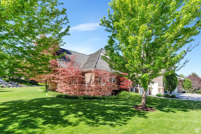 575 S 1560 E, Mapleton, UT 84664 - view of property exterior featuring a yard and stone siding