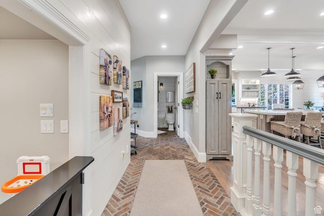 575 S 1560 E, Mapleton, UT 84664 - corridor with baseboards, brick floors, and recessed lighting