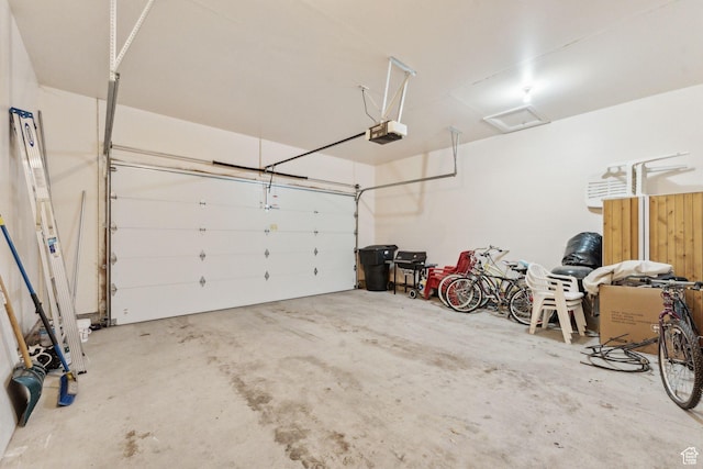 garage with a garage door opener