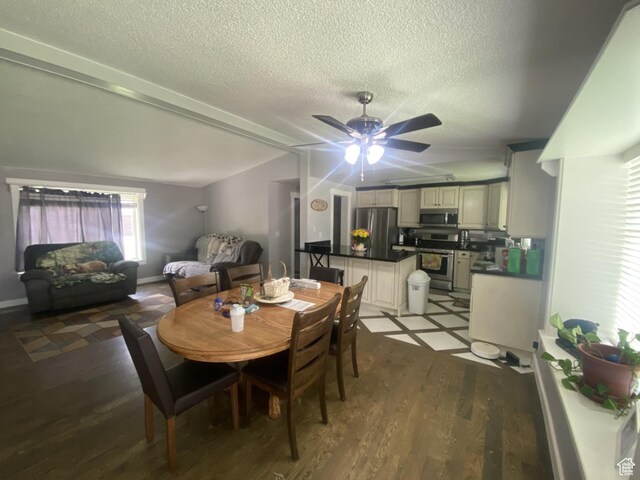 250 W 100 S, Duchesne, UT 84021 - dining space with ceiling fan, a textured ceiling, and wood finished floors