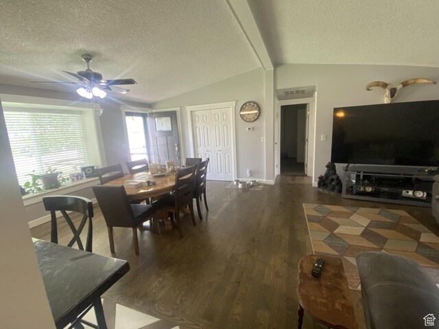 250 W 100 S, Duchesne, UT 84021 - dining space featuring a textured ceiling, baseboards, wood finished floors, and a ceiling fan
