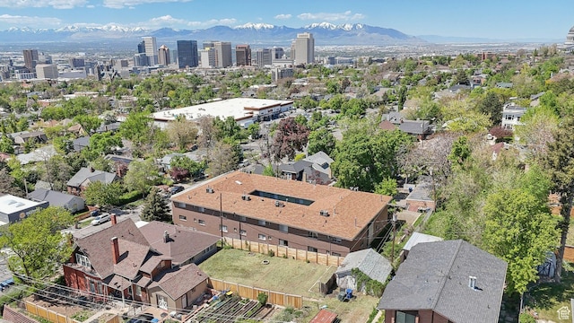 drone / aerial view of a mountainous background